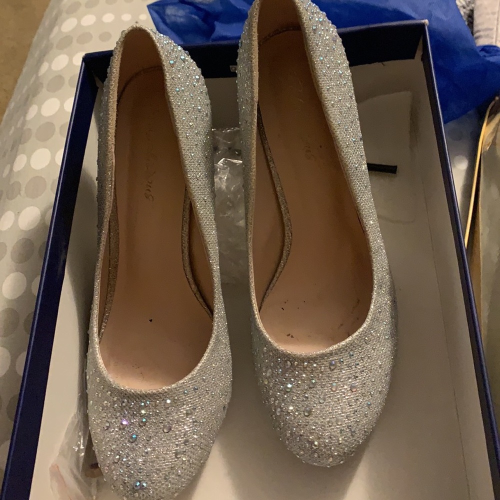 Size 10 silver sparkly heels